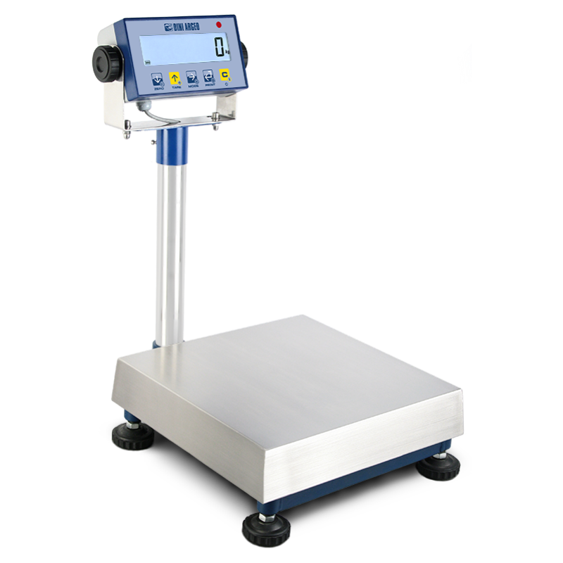Eichfähige Plattformwaage – Geeicht lieferbare Plattformwaage Dini Argeo WEX300-1 – Höchstlast 300 kg – Ablesbarkeit 100 g – Wägefläche 600 x 600 mm – Edelstahl