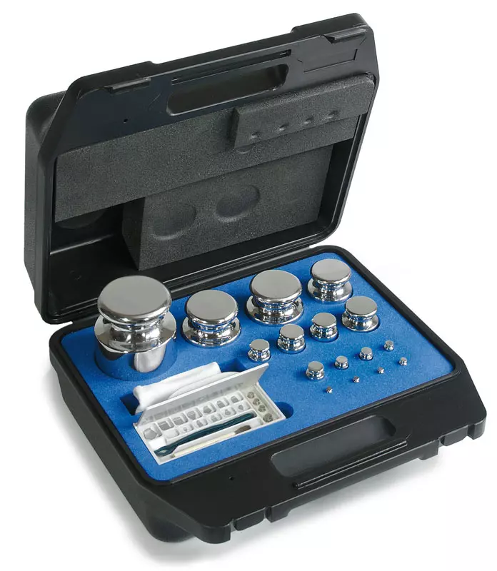 Weight set KERN 312-084, OIML class E2, nominal value 1 g; 5 kg, compact form, , in plastic case series – available in different versions
