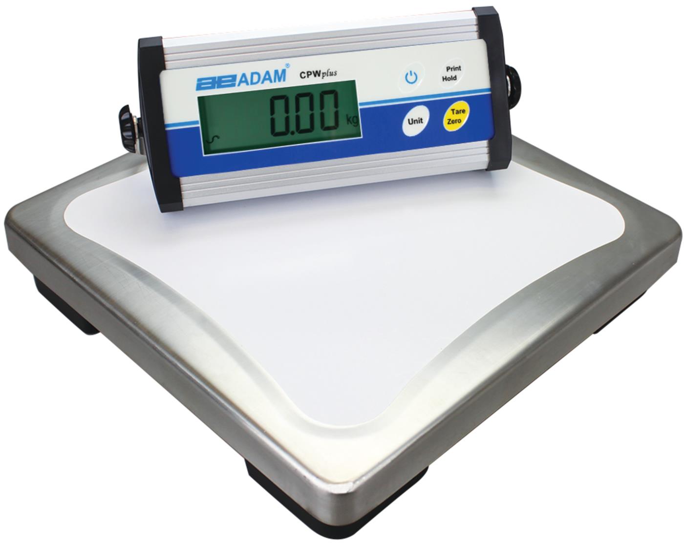 Plattformwaage – ADAM CPWPLUS 150 – Höchstlast 150 kg – Ablesbarkeit 50 g – Wägefläche 300 x 300 mm