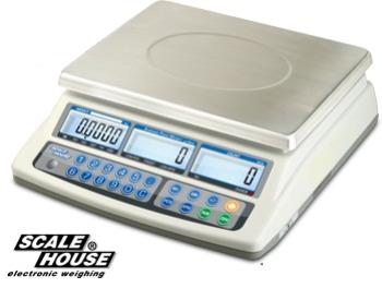 Geeicht lieferbare Zählwaage Dini ASC30 - Höchstlast 30 kg - Ablesbarkeit 0,5 g - Wägefläche 300 x 230 mm - Edelstahl
