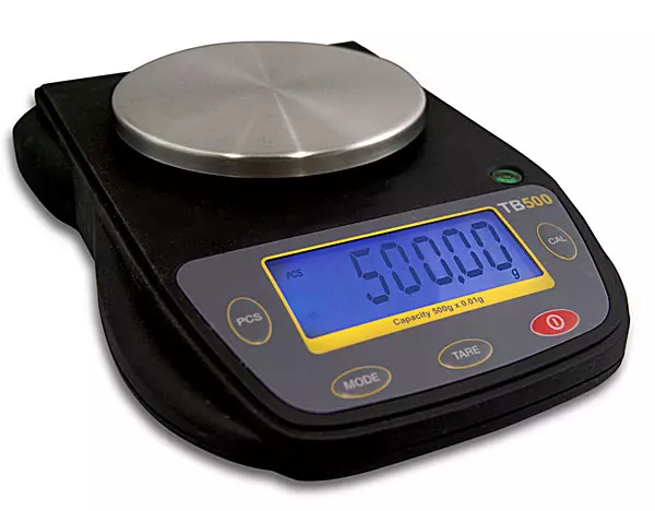 Präzisionswaage TB-500 - Wägebereich 500 g - Ablesbarkeit 0,01 g - Durchmesser Wägefläche 106 mm - Edelstahl