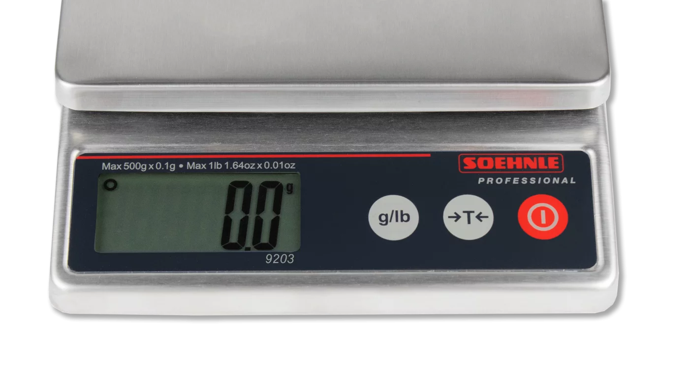Tischwaage – Soehnle 9202.10.001 – Höchstlast 0,5 kg – Ablesbarkeit 0,1 g – Wägefläche 120 x 150 mm – Edelstahl