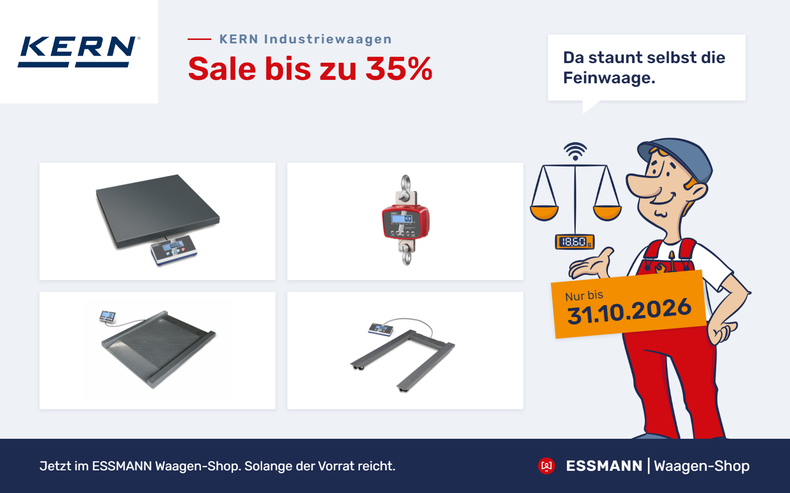Bis zu 35 % Rabatt auf ausgewählte Industriewaagen von KERN.