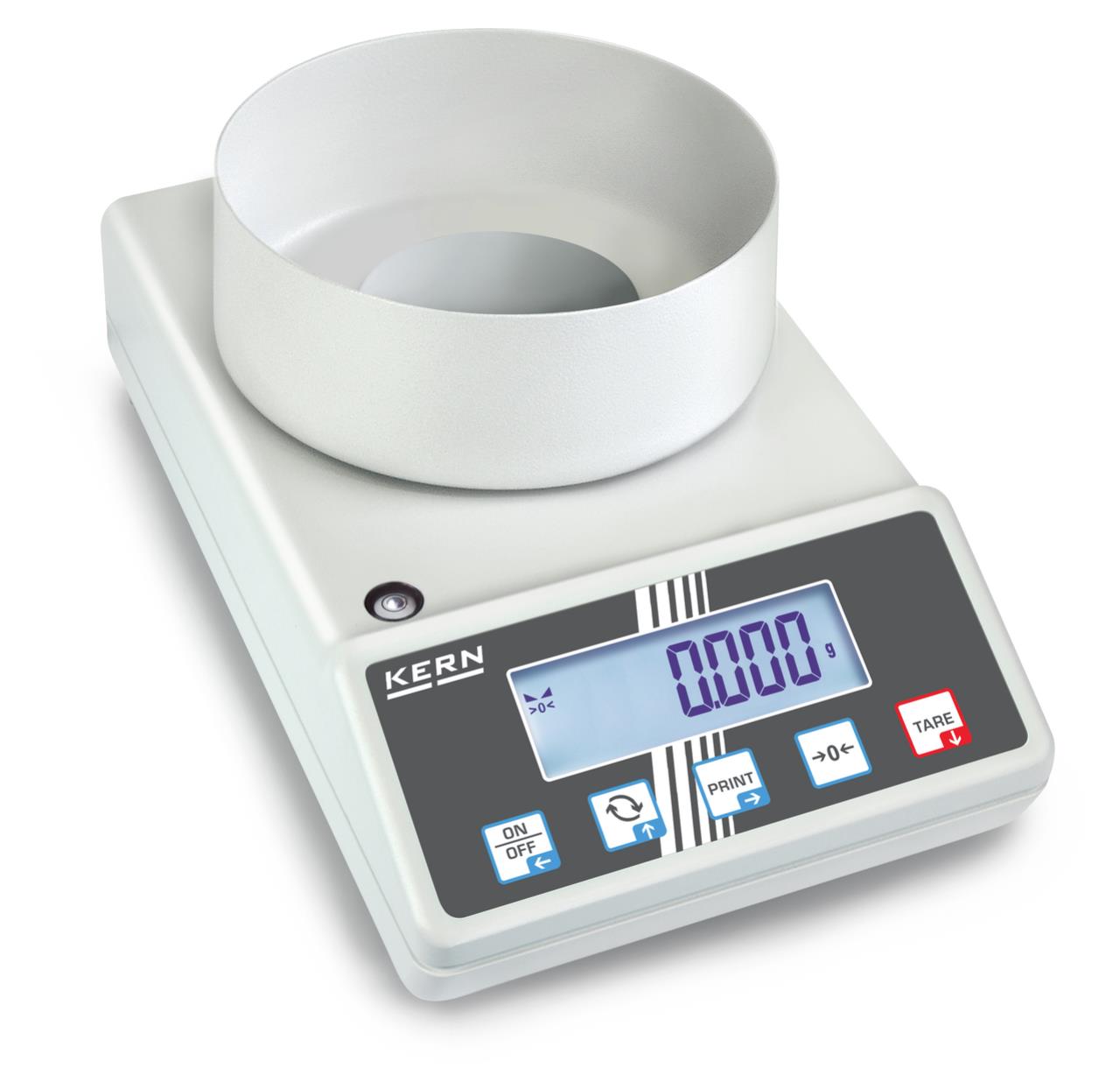 Precision balance – KERN 572–32 – Maximum load 420 g – Readability 0.001 g – Weighing surface diameter 106 mm – Adjustment with external test weight – Stainless steel weighing plate