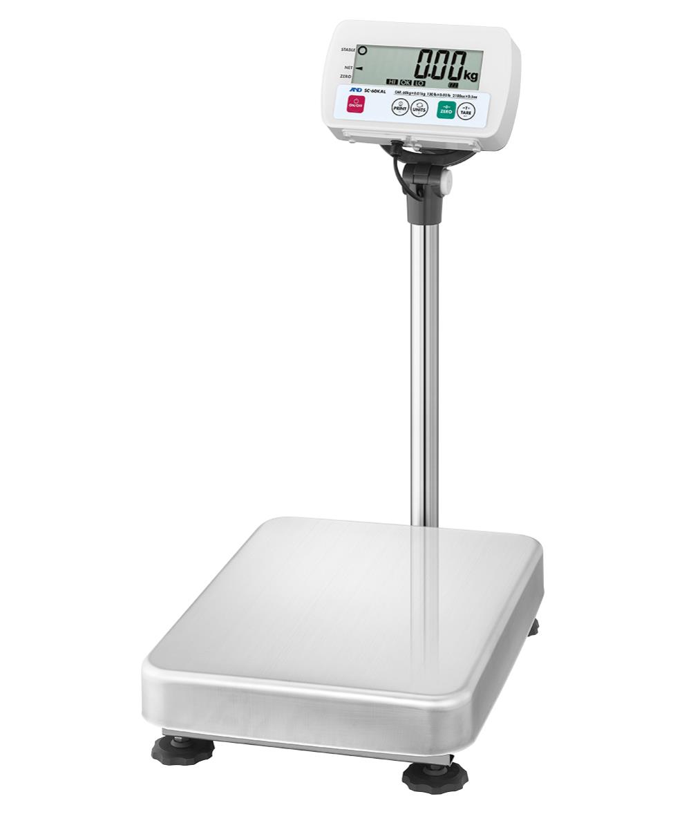 Präzisionswaage – A&D SE–30KAM – Höchstlast 30 kg – Ablesbarkeit 5 g – Wägefläche 300 x 380 mm – Justierung mit externem Prüfgewicht – Edelstahl–Wägeplatte – Garantie 3 Jahre 