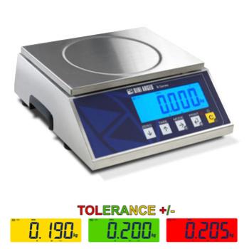 Geeicht lieferbare Tischwaage – Dini Argeo KSD6C6 – Höchstlast 6 kg – Ablesbarkeit 0,5 g – Wägefläche 340 x 250 mm – Edelstahl